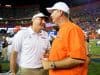 Florida Gators head coach Dan Mullen and UT Martin Skyhawks head coach Jason Simpson post-game handshake- Florida Gators football- 1280x852