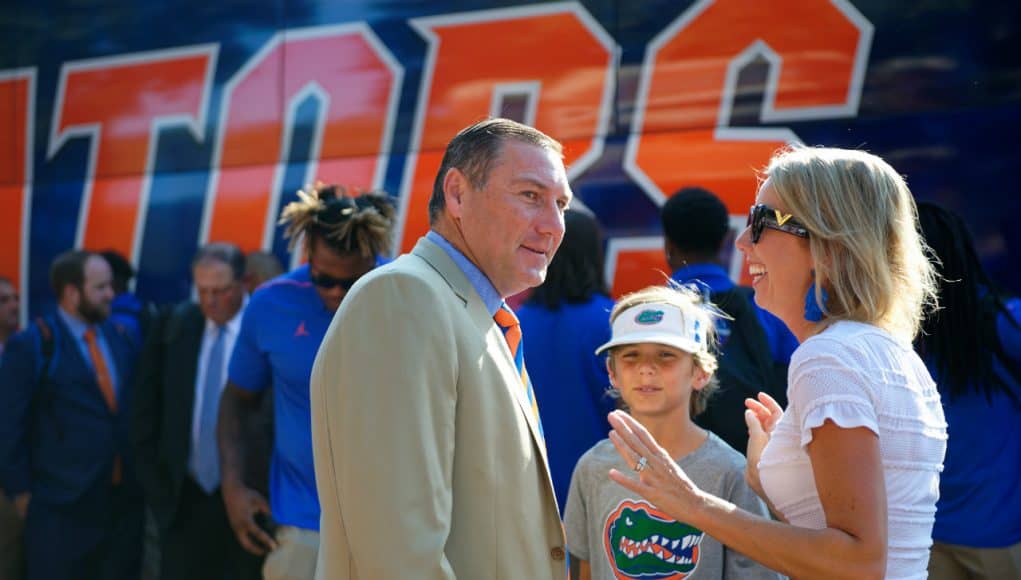 Florida Gators head coach Dan Mullen at Gator Walk before the UT Martin game- 1280x853