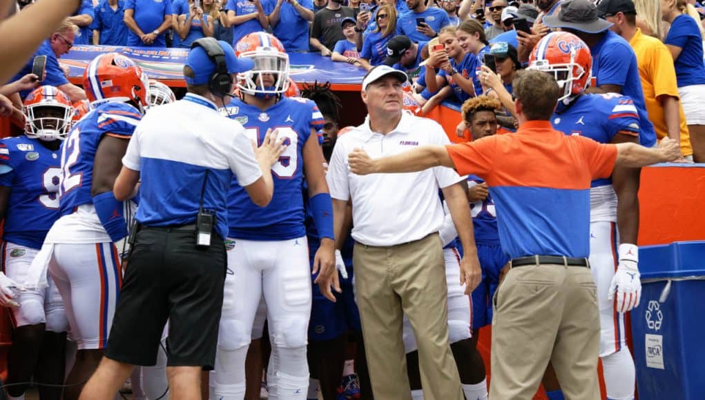 Florida Gators head coach Dan Mullen before the Gators in the Swamp- 1280x1024