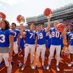 Florida Gators place kicker Evan McPherson and the team celebrate a win over Tennessee- 1280x852