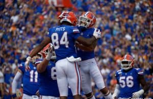 Florida Gators tight end Kyle Pitts celebrates his first quarter touchdown- 1280x853