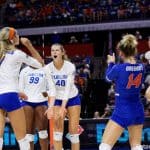 Florida Gators volleyball celebrates a point in 2019- 1280x853