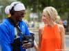 Florida Gators wide receiver Kadarius Toney talks with Megan Mullen before the Towson game- 1280x853