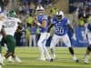 Sep 7, 2019; Lexington, KY, USA; Kentucky Wildcats quarterback Sawyer Smith (12) passes the ball against the Eastern Michigan Eagles at Kroger Field. Mandatory Credit: Mark Zerof-USA TODAY Sports