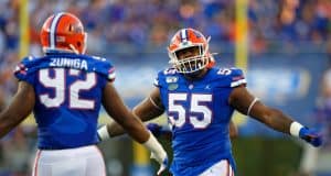 Gators ready for “big boy football” against Auburn University of Florida defensive linemen Jabari Zuniga and Kyree Campbell celebrate a sack against Miami- Florida Gators football- 1280x853