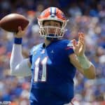 University of Florida quarterback Kyle Trask throws a pass in a win over the Tennessee Volunteers- Florida Gators football- 1280x854