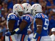 Florida Gators defense celebrates a sack against Auburn- 1280x853