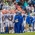Florida Gators head coach Dan Mullen looks on during the South Carolina game in 2019- 1280x853