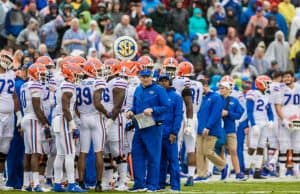 Florida Gators head coach Dan Mullen looks on during the South Carolina game in 2019- 1280x853