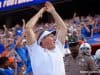 Florida Gators head coach Dan Mullen pumps the crowd before the Auburn game-1280x852