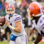 Florida Gators quarterback Kyle Trask throws to Kyle Pitts against South Carolina- 1280x964