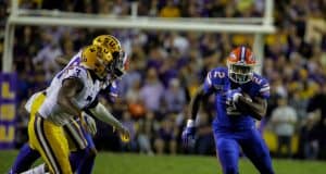 Oct 12, 2019; Baton Rouge, LA, USA; Florida Gators running back Lamical Perine (2) runs against the LSU Tigers during the first half at Tiger Stadium. Mandatory Credit: Derick E. Hingle-USA TODAY Sports