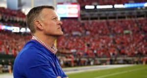 University of Florida athletic director Scott Stricklin watches from the sidelines during the Florida Gators game against Georgia in 2018- Florida Gators football- 1280x852