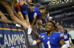 University of Florida cornerback CJ Henderson greeting fans after the Florida Gators win over Miami in the 2019 season opener- Florida Gators football- 1280x853