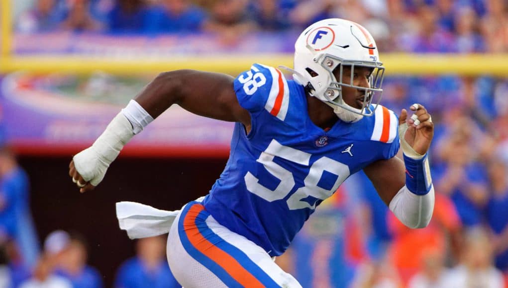 University of Florida lineman Jon Greenard rushes the quarterback during the Gators homecoming win over Auburn- Florida Gators football- 1280x854