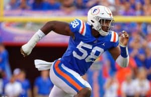 University of Florida lineman Jon Greenard rushes the quarterback during the Gators homecoming win over Auburn- Florida Gators football- 1280x854