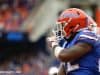 University of Florida running back Lamical Perine celebrates after a first down against South Carolina in 2018- Florida Gators football- 1280x853