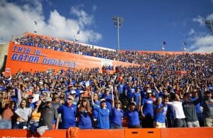 University of Florida fans cheer on as the Florida Gators beat the Vanderbilt Commodores 56-0 in 2019- Florida Gators football- 1280x853