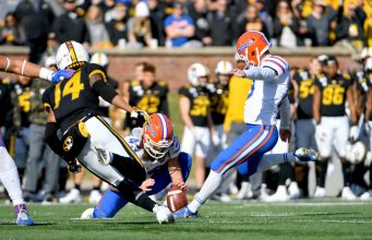 Florida Gators kicker Evan McPherson kicks a field goal against Missouri- 1280x819