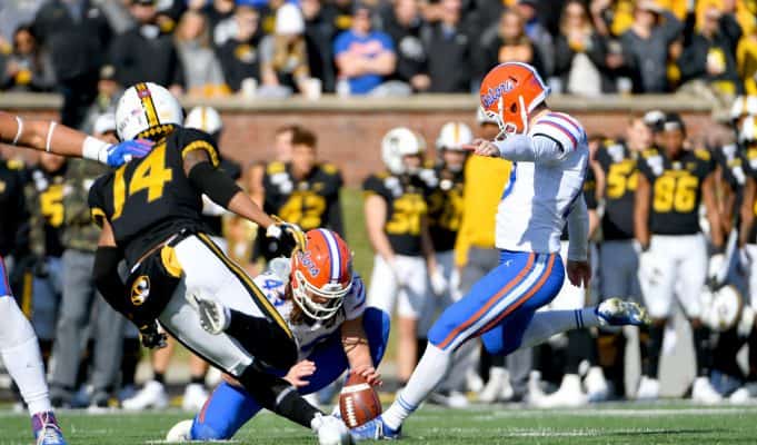 Florida Gators kicker Evan McPherson kicks a field goal against Missouri- 1280x819