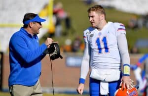 Florida Gators quarterback Kyle Trask talks to Dan Mullen against Missouri-1280x942