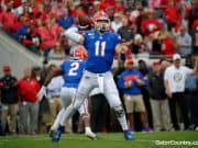 Florida Gators quarterback Kyle Trask throws a pass against Georgia- 1280x853