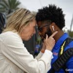 Florida Gators running back Lamical Perine with Meghan Mullen before the UGA game- 1280x853