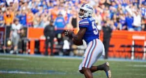 University of Florida defensive lineman Jon Greenard returns a fumble 80-yards for a score against the Vanderbilt Commodores- Florida Gators football- 1280x853