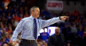 University of Florida head basketball coach Mike White coaching during a los to Florida State- Florida Gators basketball- 1280x853