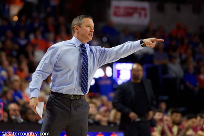 University of Florida head basketball coach Mike White coaching during a los to Florida State- Florida Gators basketball- 1280x853