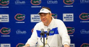 University of Florida head football coach Dan Mullen addresses the media after the Florida Gators’ 24-17 loss to Georgia- Florida Gators football- 1280x853