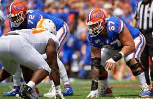 University of Florida offensive lineman Chris Bleich in his stance before the ball is snapped- Florida Gators football- 1280x853