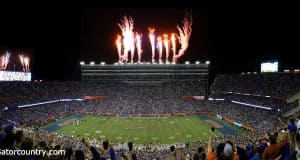 Fireworks light up the sky after the Florida Gators score a touchdown against Florida State- Florida Gators football- 1280x620