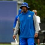 Florida Gators defensive line coach David Turner watches the Gators practice- 1280x855