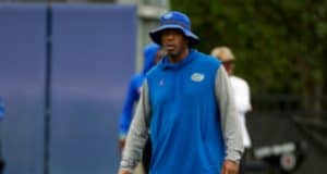 Florida Gators defensive line coach David Turner watches the Gators practice- 1280x855