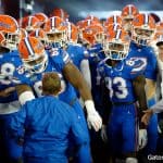 Florida Gators head coach Dan Mullen and the team before the FSU game in 2019- 1280x852