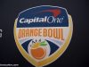 The Orange Bowl logo on a backdrop before the Florida Gators football team is interviewed before the 2019 Orange bowl- Florida Gators football- 1280x854
