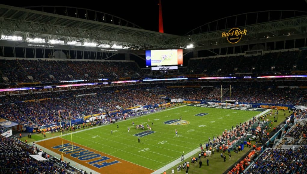 The view in Miami as the Florida Gators and Virginia Cavaliers play in the 2019 Capital One Orange Bowl- Florida Gators football- 1280x853