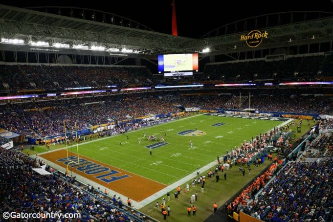 The view in Miami as the Florida Gators and Virginia Cavaliers play in the 2019 Capital One Orange Bowl- Florida Gators football- 1280x853