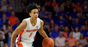 University of Florida freshman guard Tre Mann brings the ball up the court against Florida State- Florida Gators basketball- 1280x853