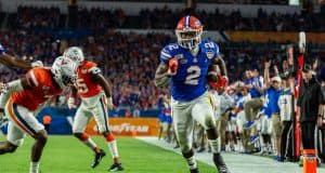 University of Florida running back Lamical Perine scores his first touchdown against Virginia in the Orange Bowl- Florida Gators football- 1280x852