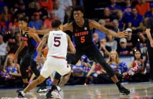 University of Florida freshman forward Omar Payne plays defense in a 69-47 win over No. 4 Auburn- Florida Gators basketball- 1280x853