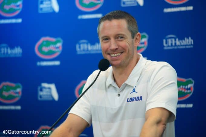 University of Florida head basketball coach Mike White at Florida Gators Basketball media day in 2018- Florida Gators football- 1280x853