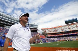 University of Florida head coach Dan Mullen walks on the field before the Florida Gators game against Tennessee in 2019- Florida Gators football- 1280x873