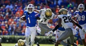 University of Florida receiver Kadarius Toney runs with the ball in a shutout win over Vanderbilt- Florida Gators football- 1280x853