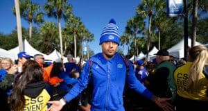 University of Florida receiver Trevon Grimes greets fans during Gator Walk before the Florida Gators game against Vanderbilt- Florida Gators football- 1280x853
