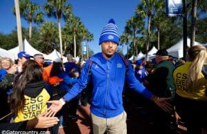 University of Florida receiver Trevon Grimes greets fans during Gator Walk before the Florida Gators game against Vanderbilt- Florida Gators football- 1280x853