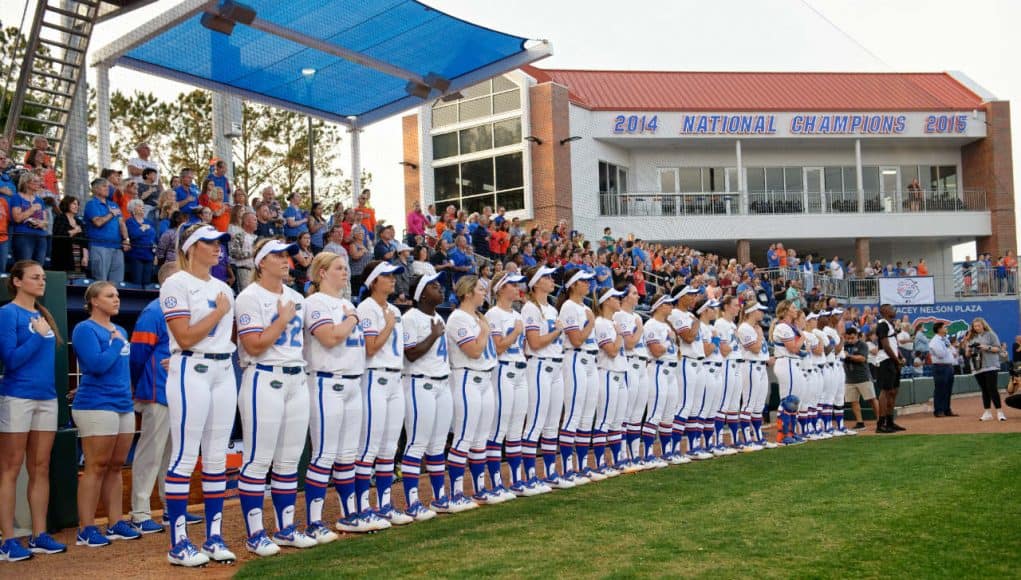 Florida Gators Softball lines before their game against Team USA- 1280x852