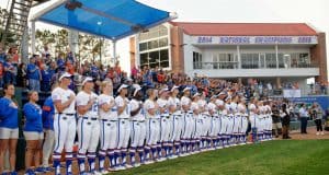 Florida Gators Softball lines before their game against Team USA- 1280x852