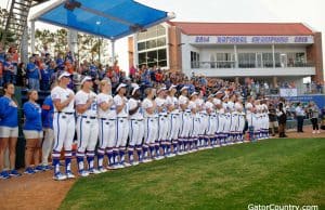 Florida Gators Softball lines before their game against Team USA- 1280x852